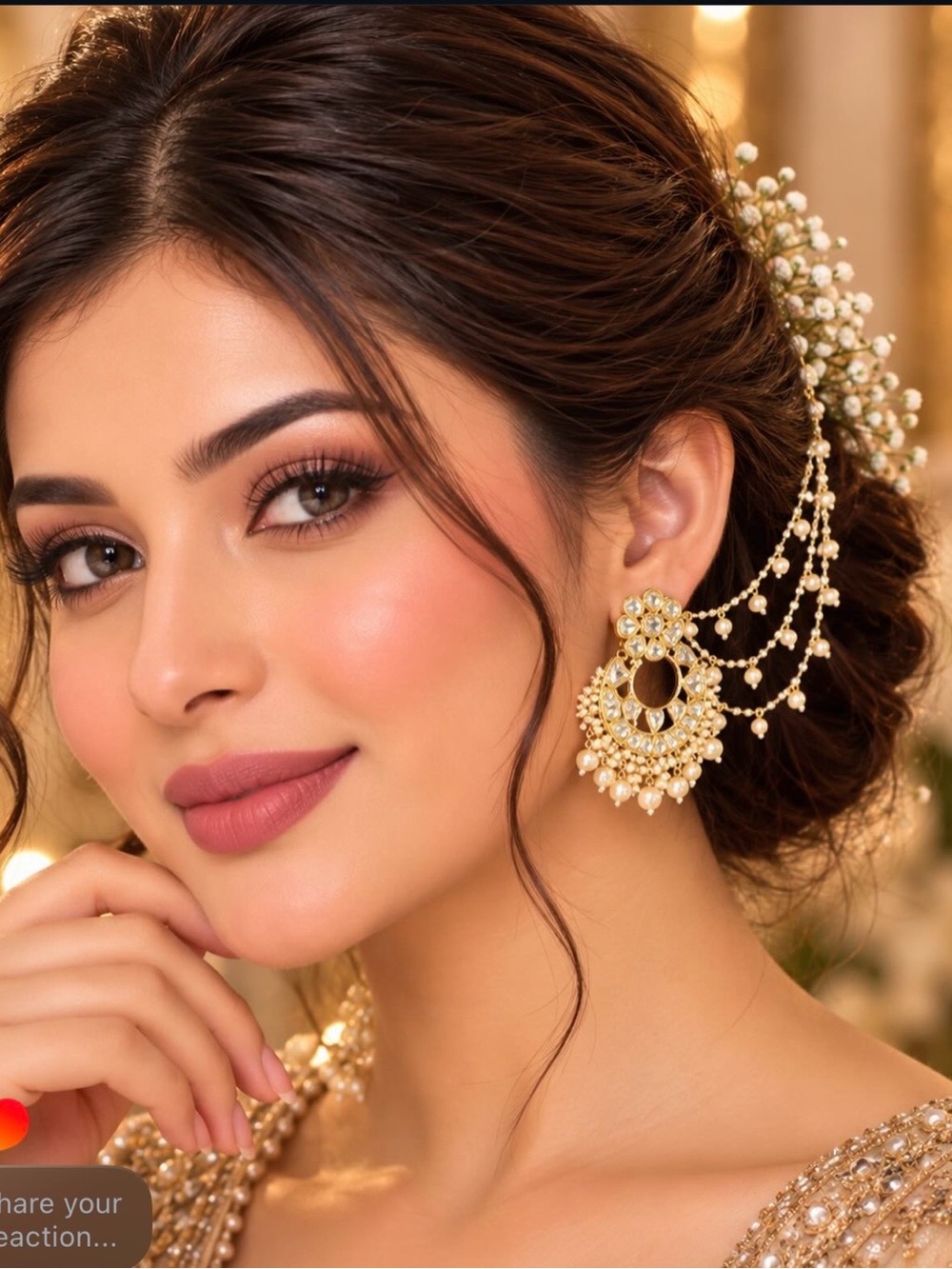 Elegant Gold Pearl Chandbali Earrings - Women Jewelry